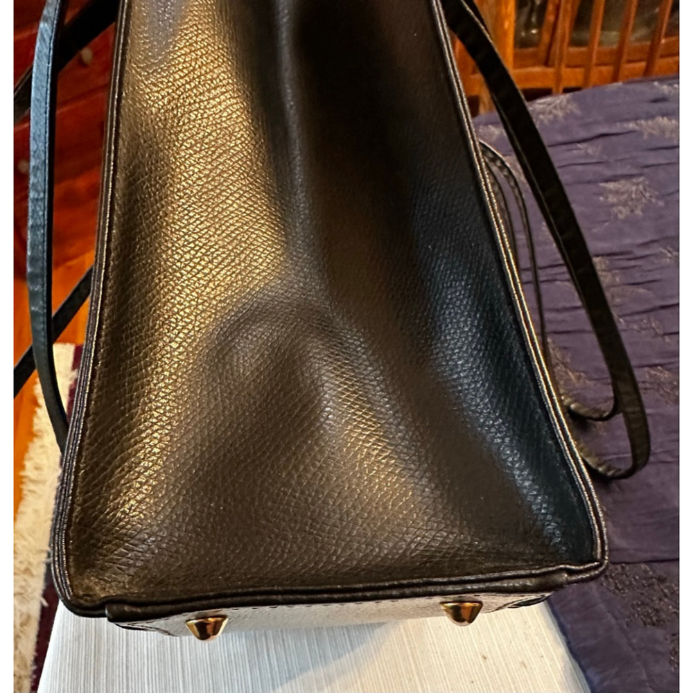 MCM Black Leather Gold Logo Tall Tote Bag - Picture 11 of 13